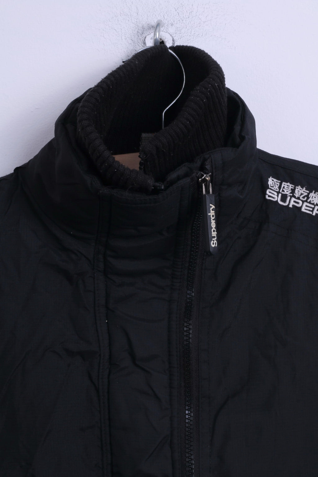 Superdry Veste M Femme Noir Nylon Léger 3 Fermetures Éclair Japon Top