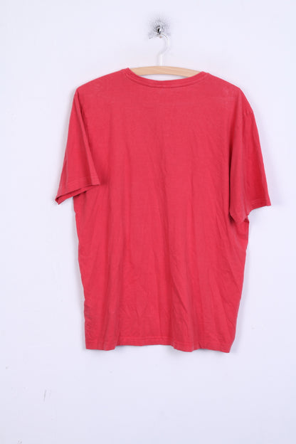 DUCK AND COVER T-shirt XL da uomo in cotone rosso con logo girocollo manica corta