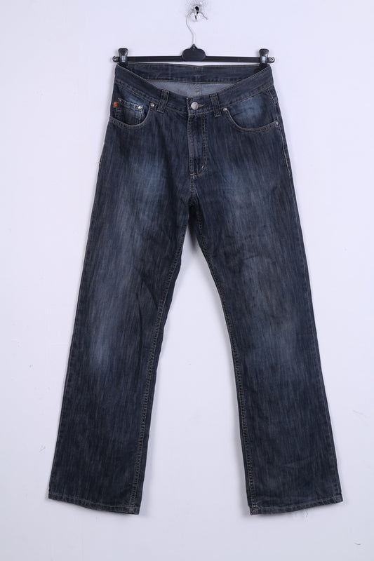Stanley Jeans Uomo L34 Pantaloni Jeans Denim Cotone Blu Scuro