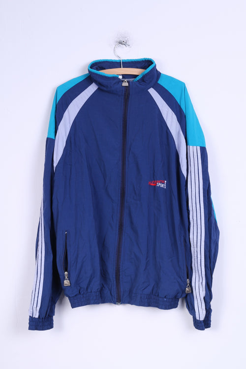 Autentic Sport Men XXL Jacket Retro 90s Blue Tennis Sportswear Active Track Top