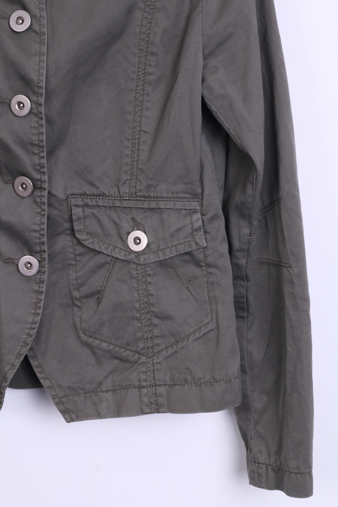 ZABAIONE Womens 36 S Jacket Blazer Cotton Khaki - RetrospectClothes