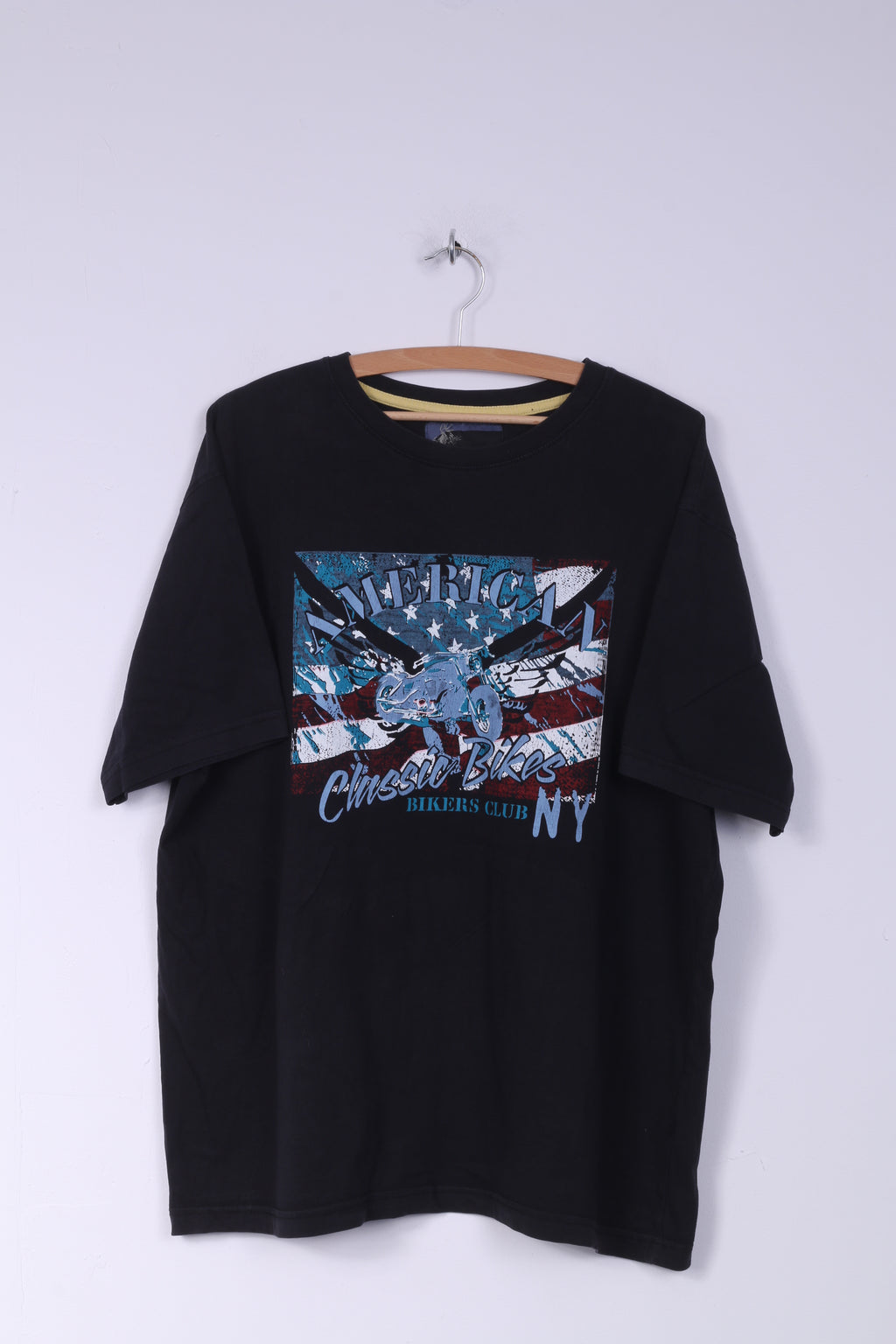 Moto Shop Freedom Maglietta XL da uomo Grafica classica Bikers Club Cotone blu scuro