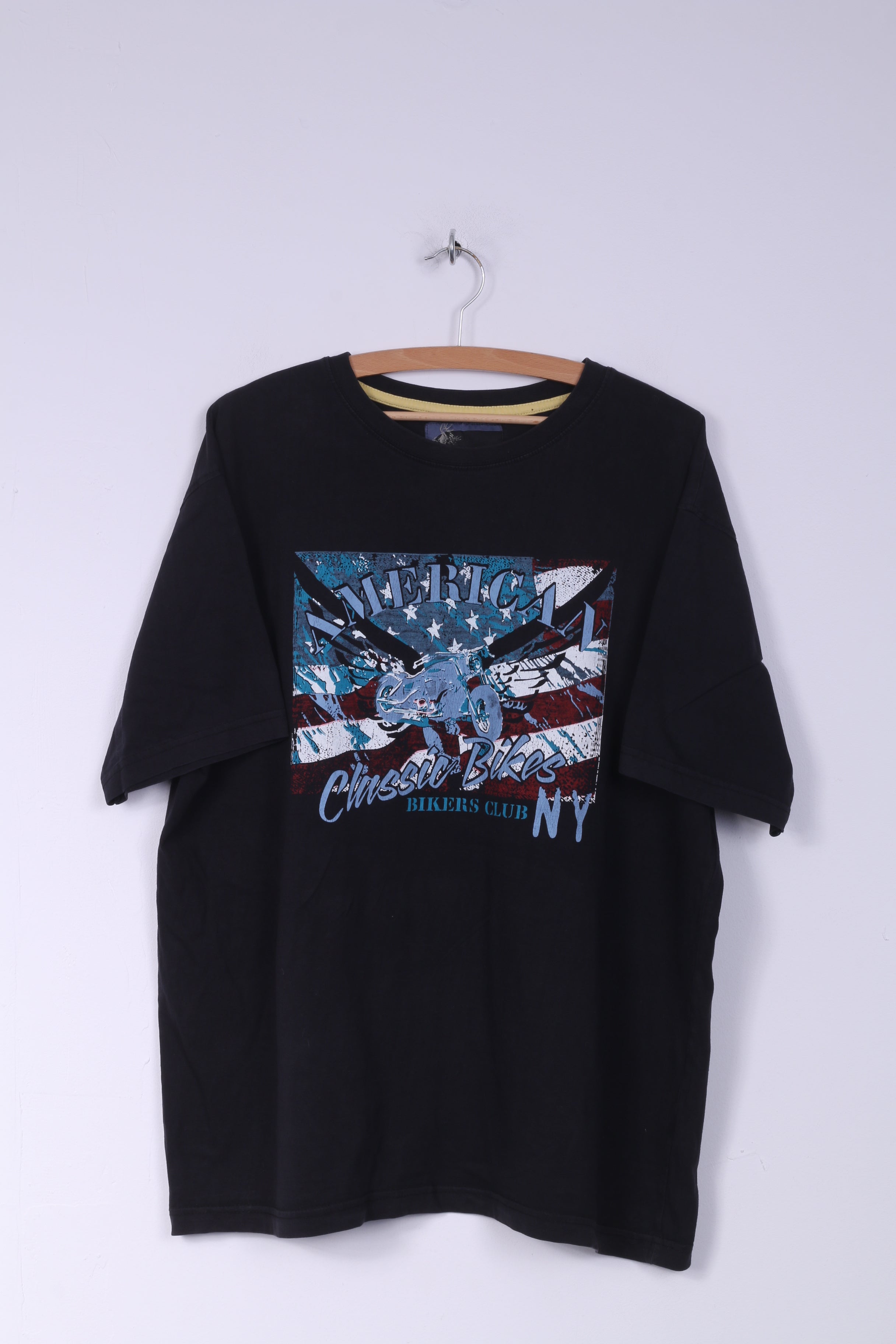 Moto Shop Freedom Maglietta XL da uomo Grafica classica Bikers Club Cotone blu scuro