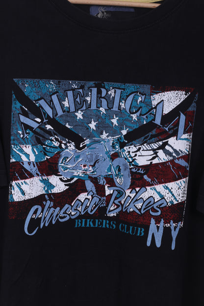 Moto Shop Freedom Maglietta XL da uomo Grafica classica Bikers Club Cotone blu scuro