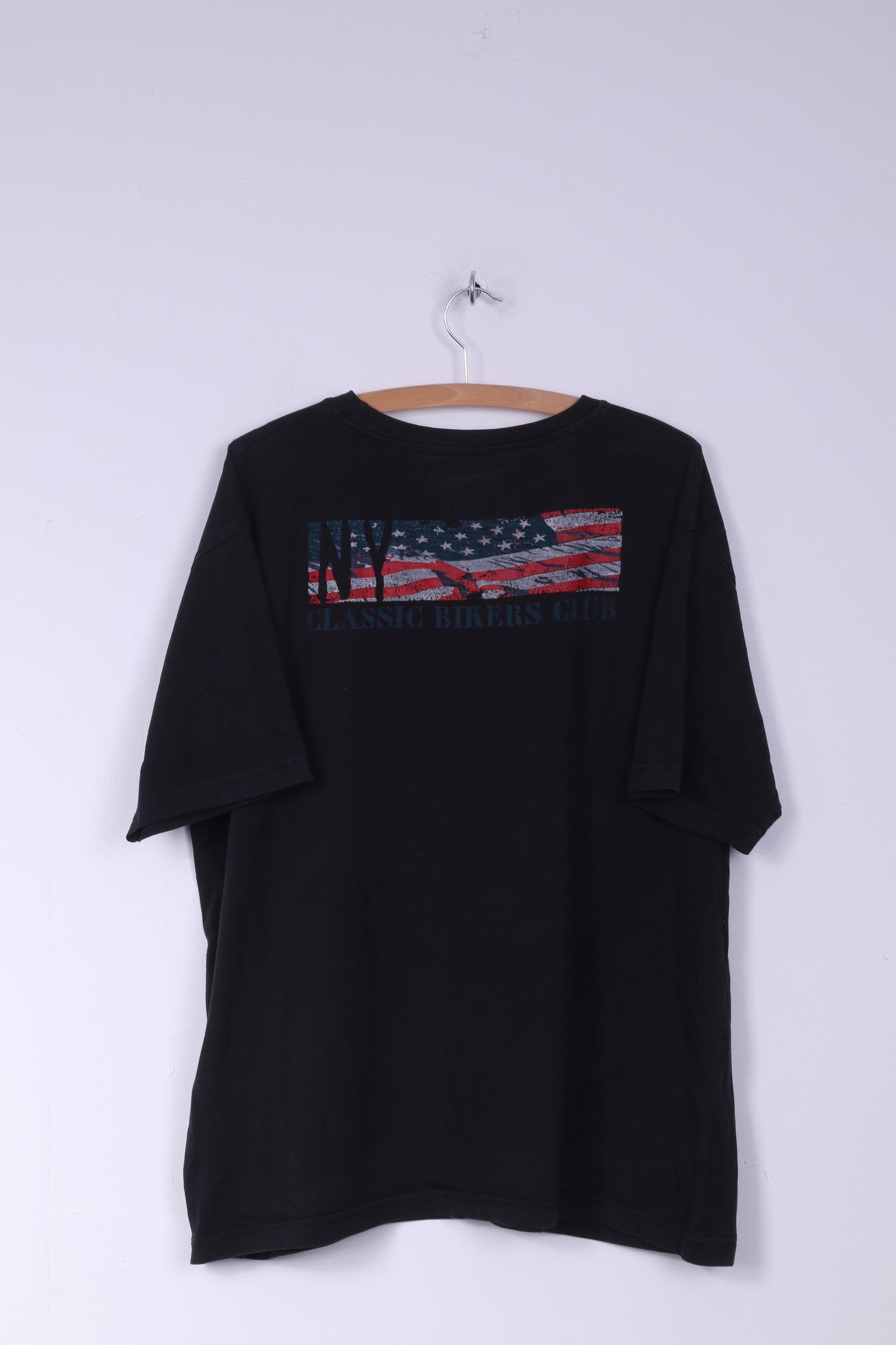 Moto Shop Freedom Mens XL Shirt Graphic Classic Bikers Club Navy Cotton
