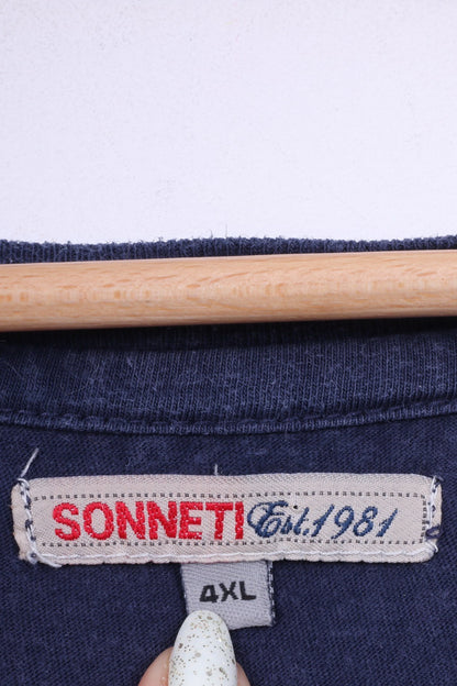 Sonneti Hommes 4XL (2XL) T-Shirt Graphique Bleu Marine Col Rond Coton Haut D'été Bonelli A/W 2009 