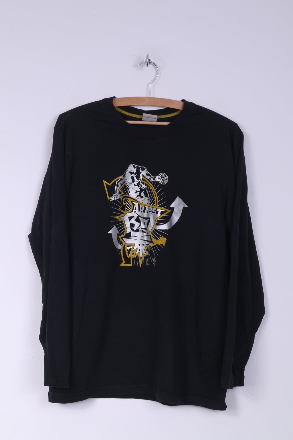 Peak Basketball Youth 3XL(Mens L) Graphic Shirt Long Sleeve Black Crew Neck