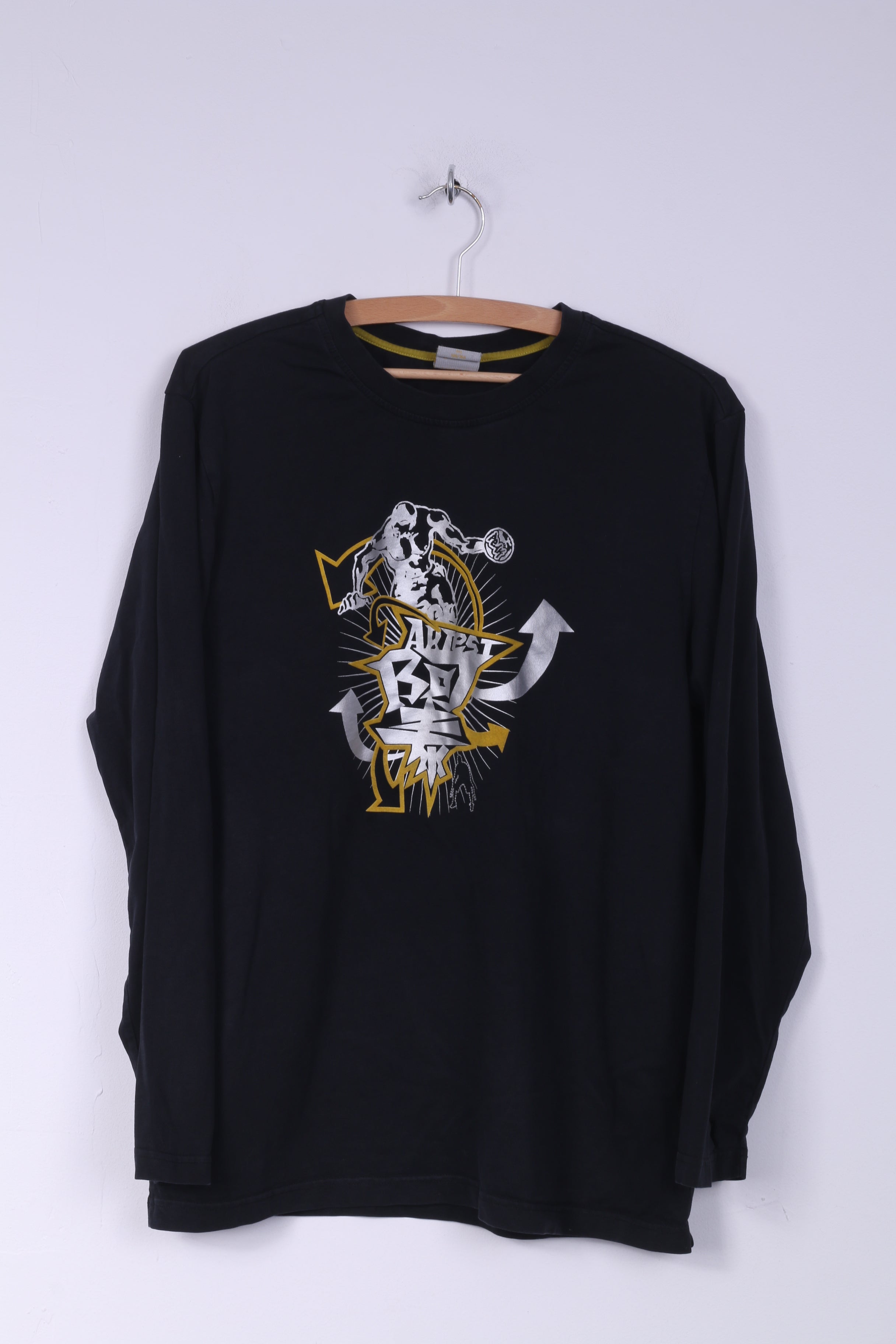 Peak Basketball Youth 3XL(Mens L) Graphic Shirt Long Sleeve Black Crew Neck