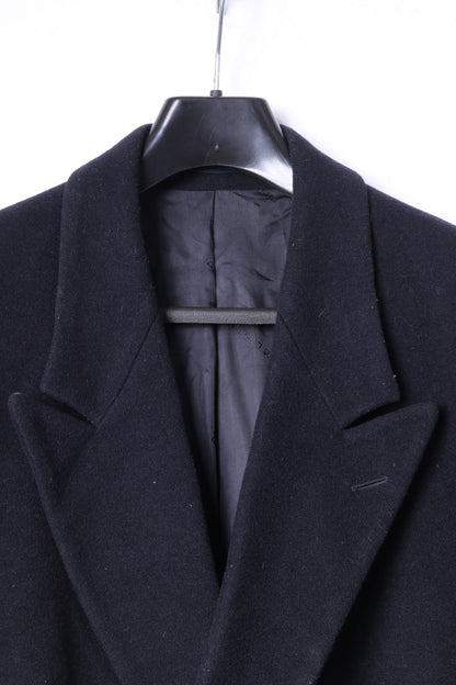 Pierre Cardin Mens 36R S Coat Navy Wool Cashmere Blend Double Breasted