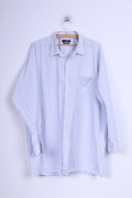Seidensticker Chemise décontractée pour homme en coton rayé bleu à manches longues 46 16 XXL