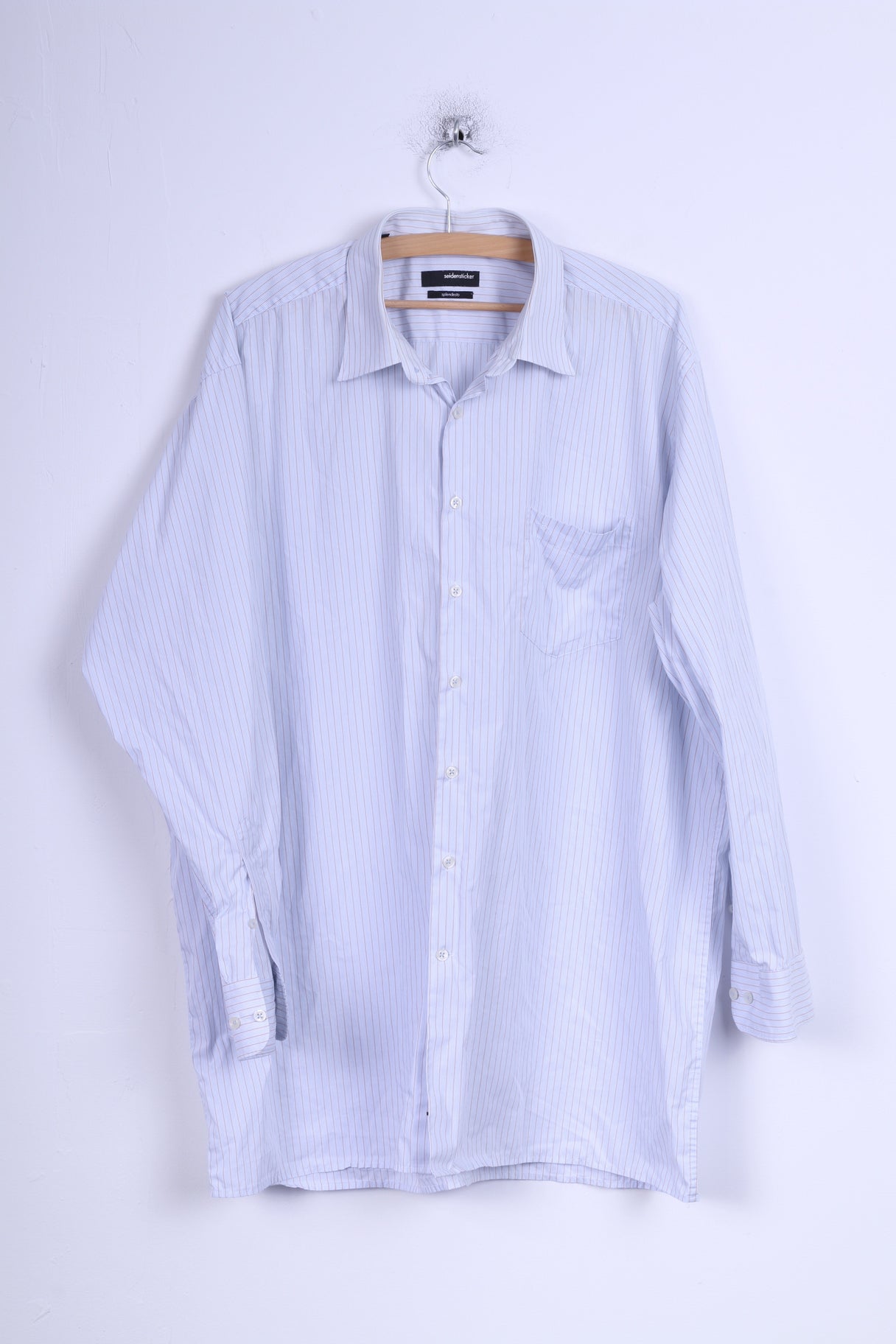 Seidensticker Chemise décontractée pour homme en coton rayé bleu à manches longues 46 16 XXL