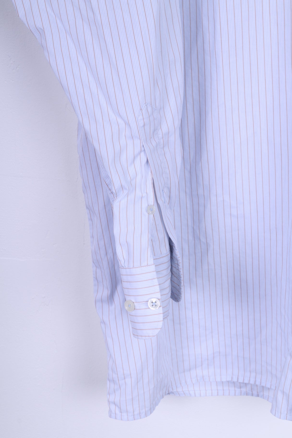 Seidensticker Mens 46 16 XXL Casual Shirt Blue Striped Cotton Long Sleeve
