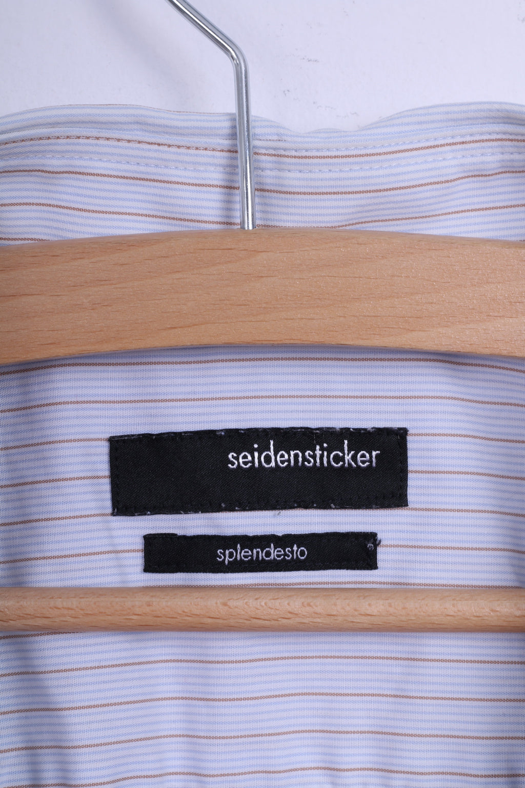 Seidensticker Chemise décontractée pour homme en coton rayé bleu à manches longues 46 16 XXL