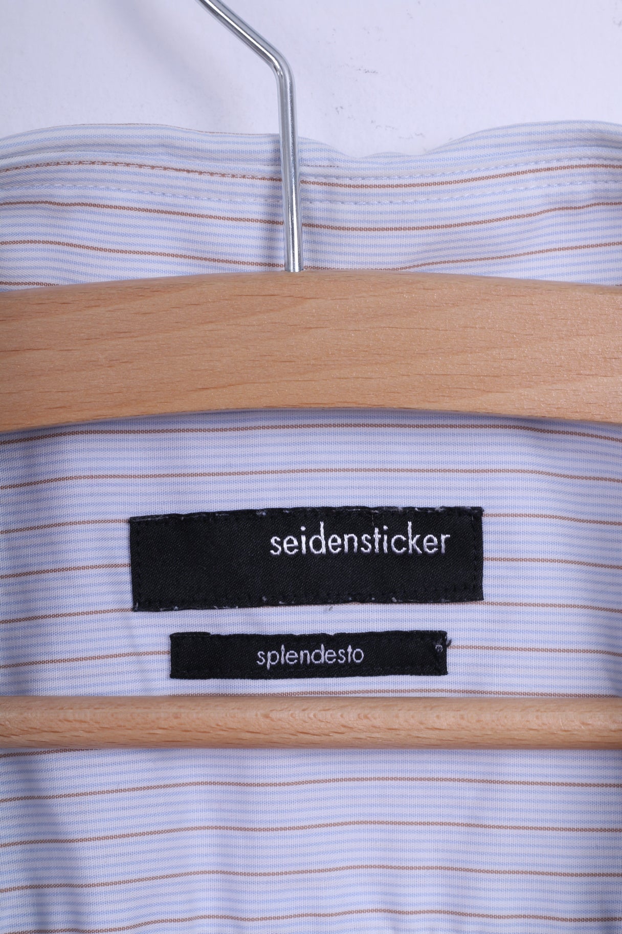 Seidensticker Chemise décontractée pour homme en coton rayé bleu à manches longues 46 16 XXL