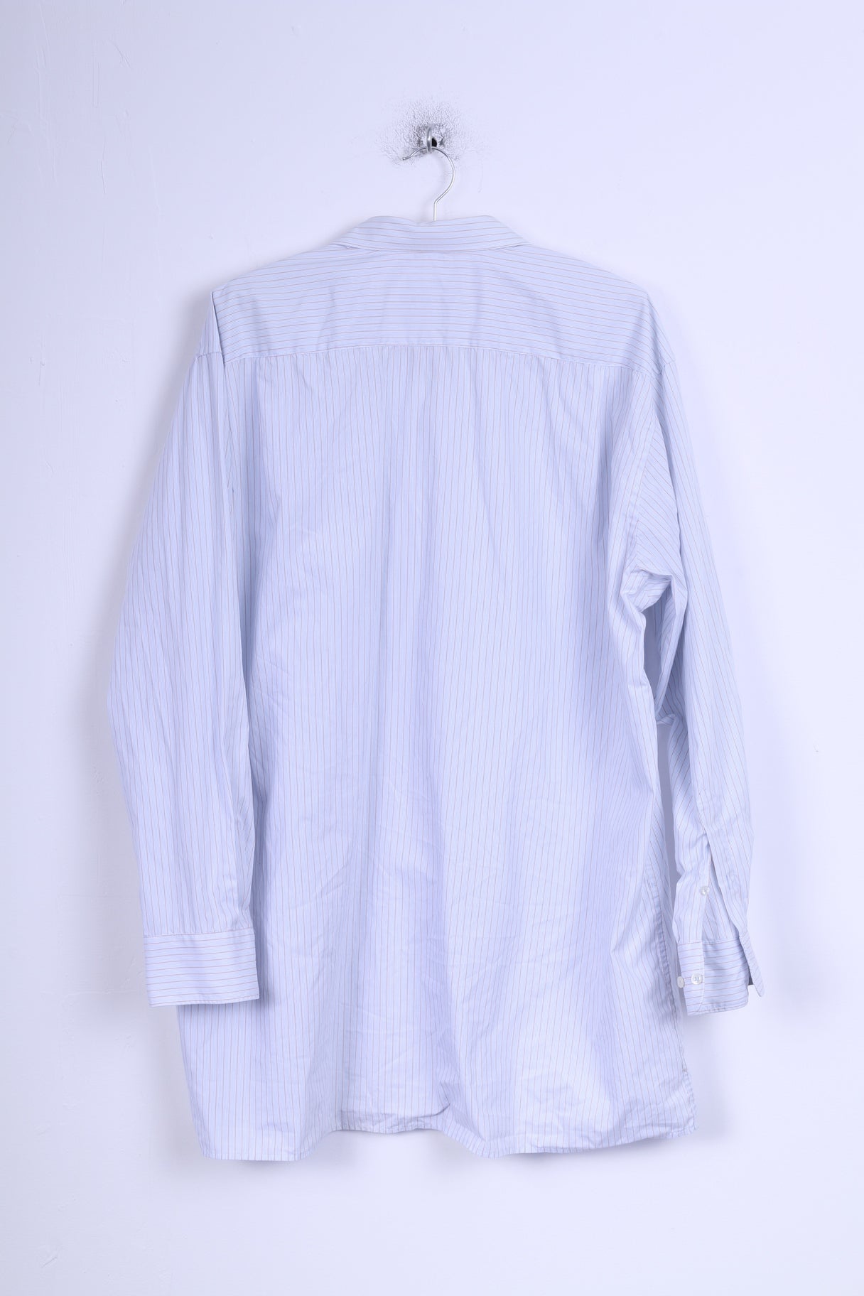 Seidensticker Mens 46 16 XXL Casual Shirt Blue Striped Cotton Long Sleeve
