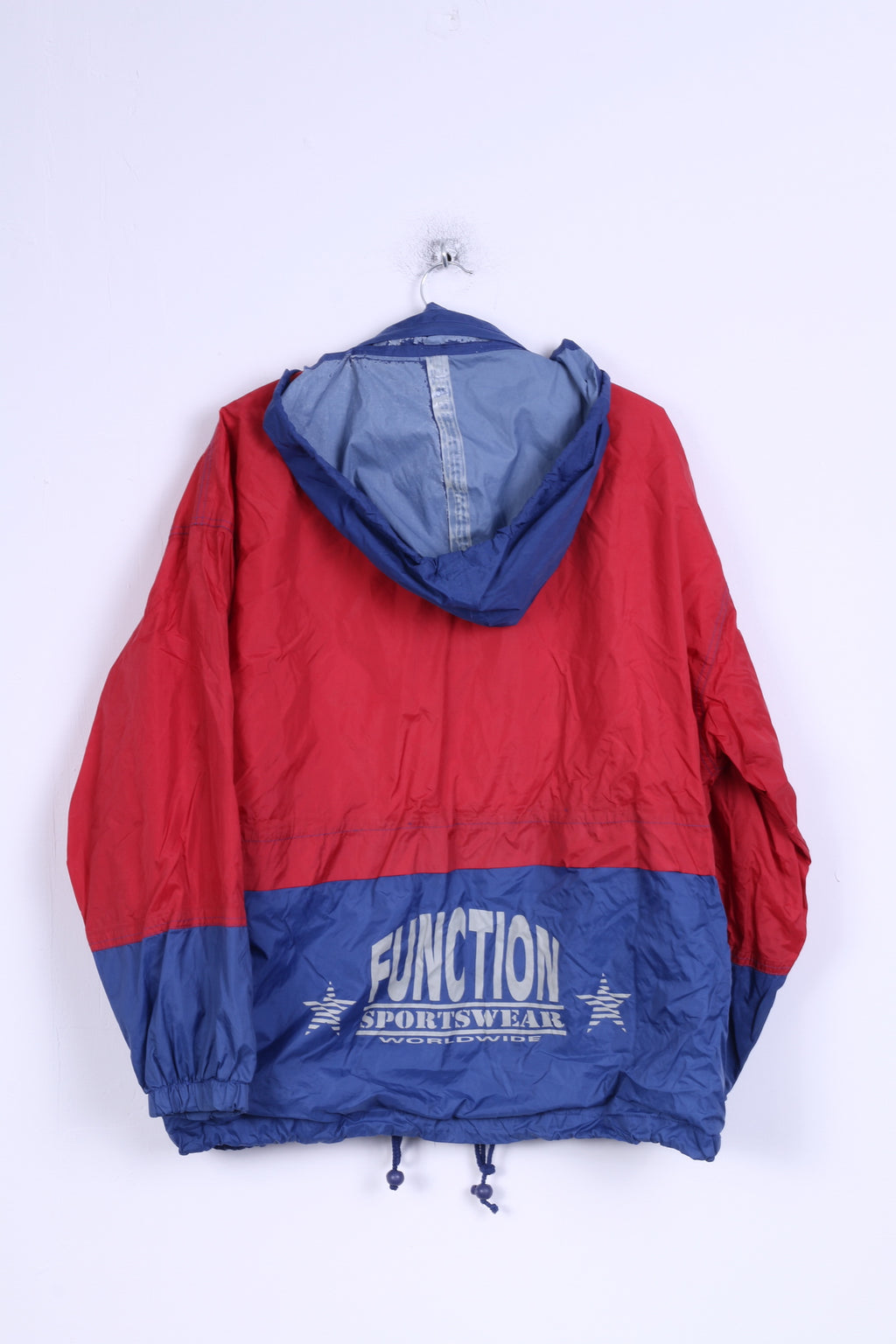 Protection Base Mens L Jacket Red Nylon Waterproof Hidden Hood Sport Top