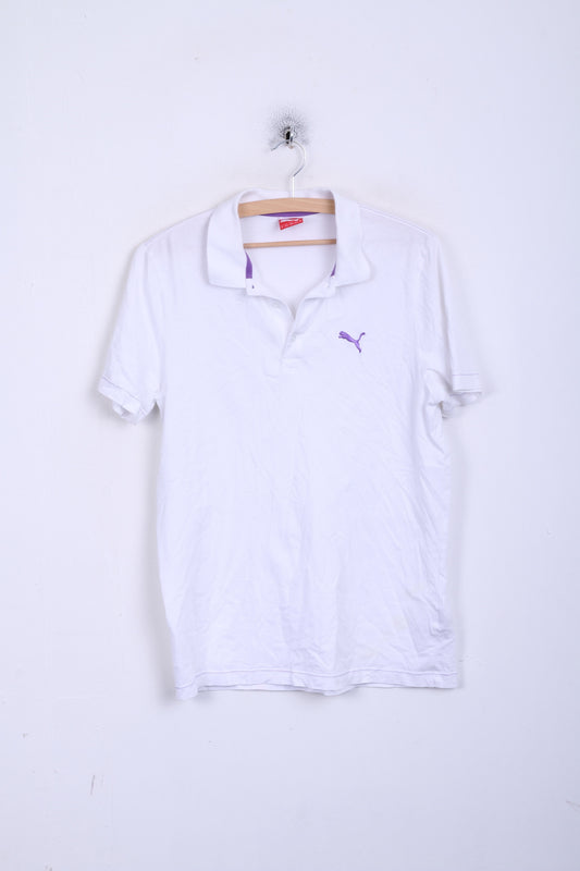 Puma Mens M Polo Shirt White Short Sleeve Summer Cotton Detailed Buttons