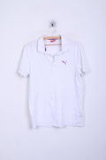 Puma Mens M Polo Shirt White Short Sleeve Summer Cotton Detailed Buttons