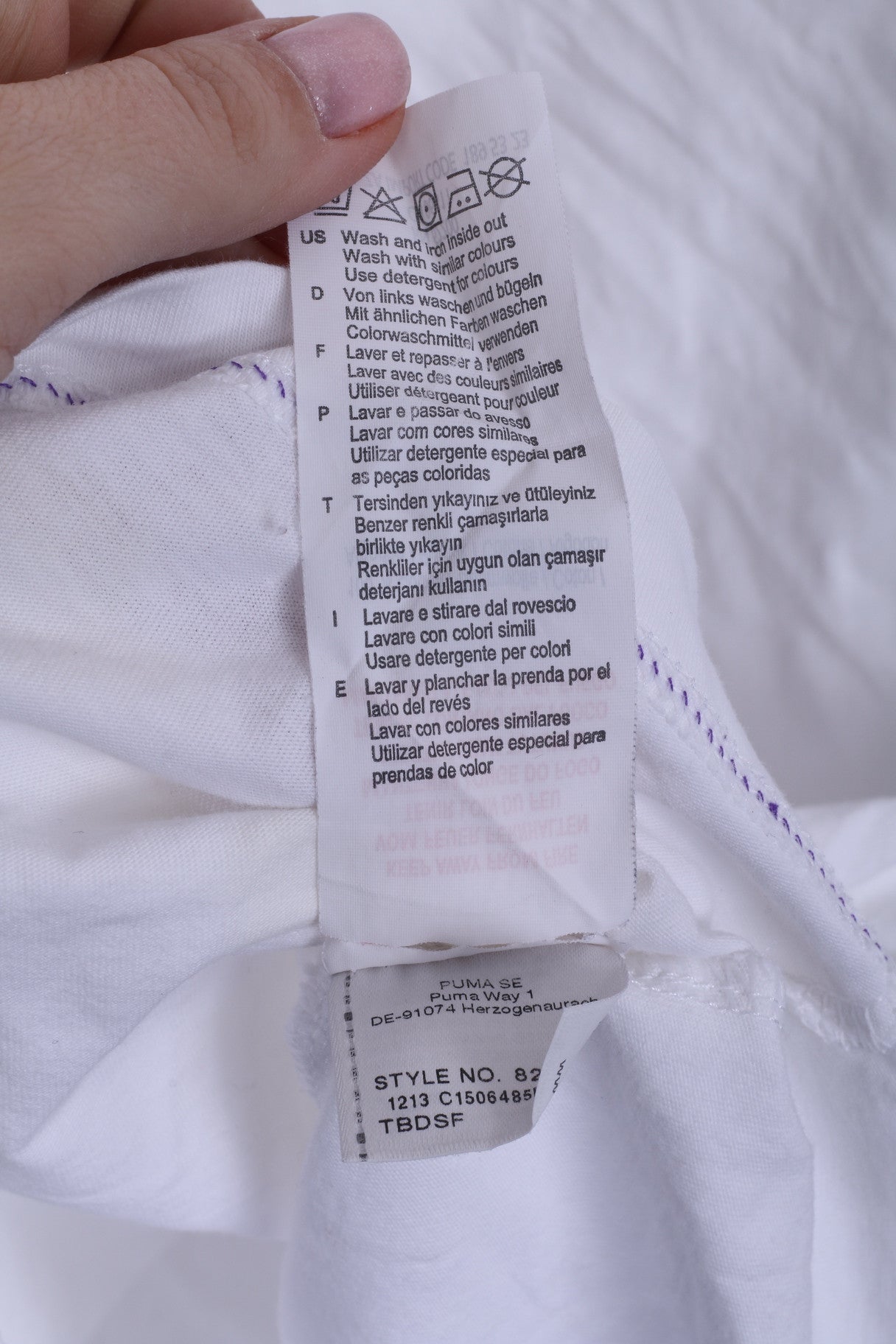 Polo Puma da uomo M bianca a maniche corte in cotone estivo con bottoni dettagliati