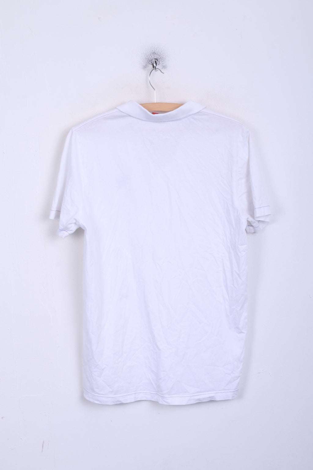 Polo Puma da uomo M bianca a maniche corte in cotone estivo con bottoni dettagliati