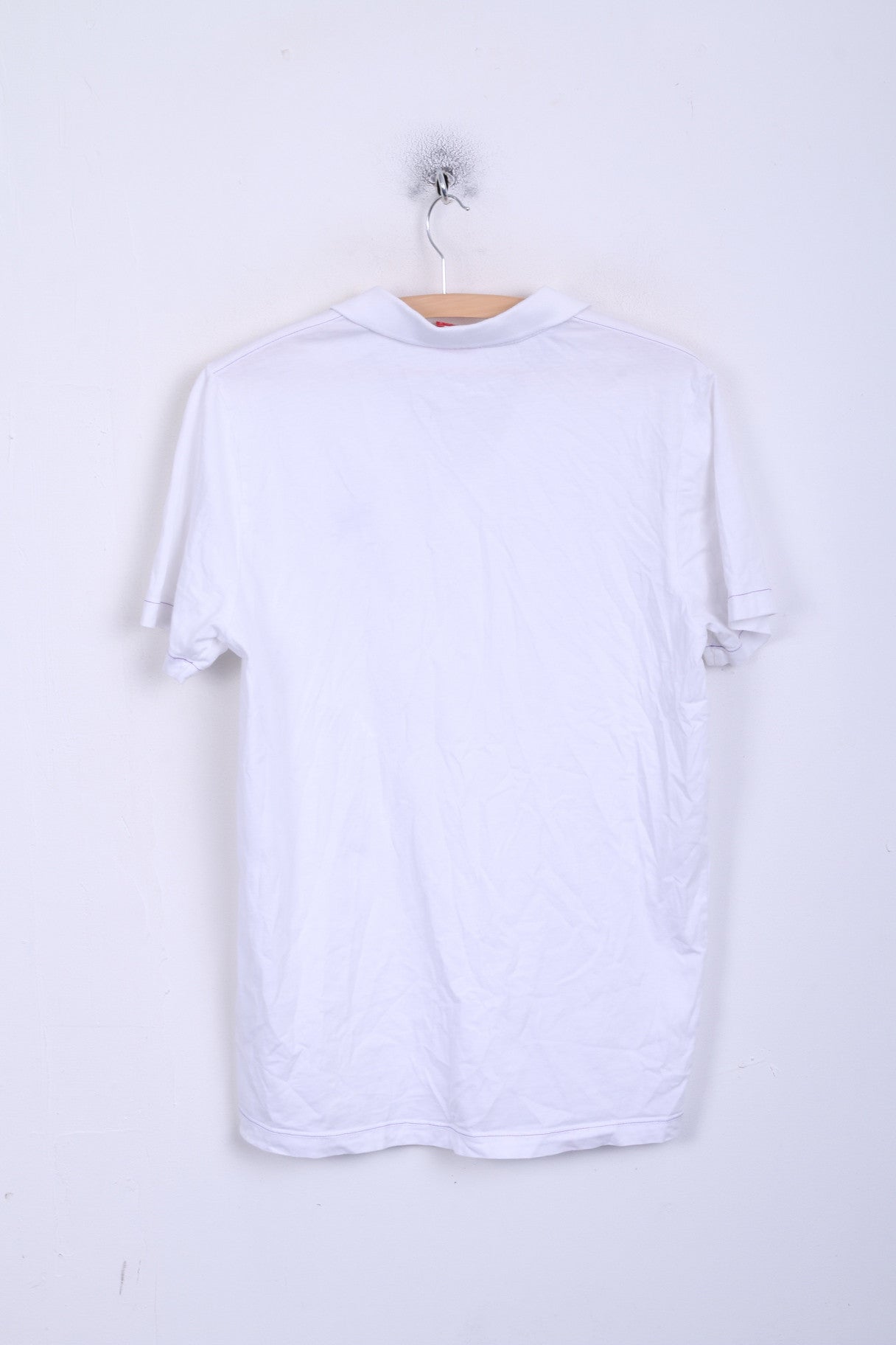 Polo Puma da uomo M bianca a maniche corte in cotone estivo con bottoni dettagliati