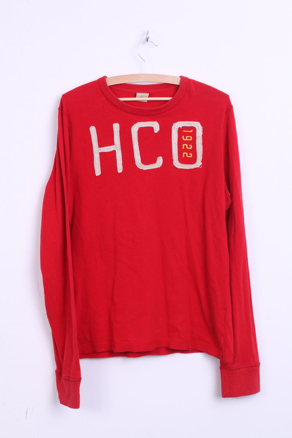 Hollister California Mens L Shirt Crew Neck Red Long Sleeve Cotton HCO 1992 - RetrospectClothes