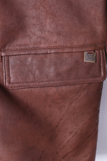 Maxin norvège femmes 34 M veste marron cuir surdimensionné Polarpels simple boutonnage Blazer