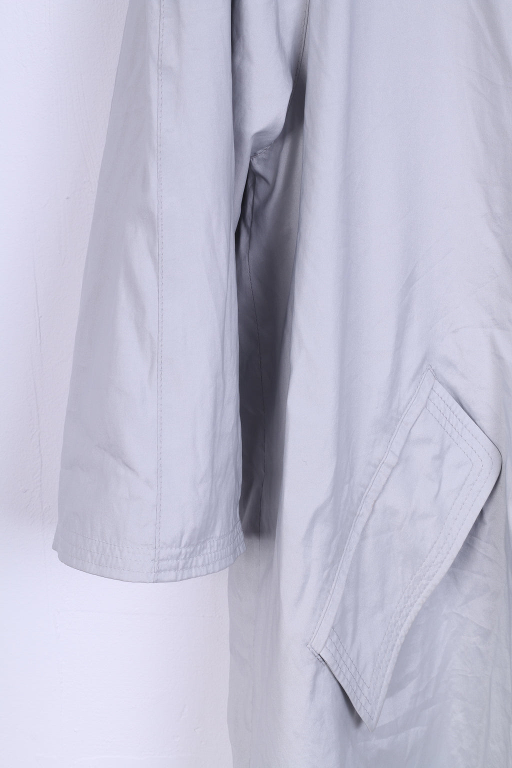 Womens 42 Coat Grey Lightweight Casual Double Breasted Top Shoulder Pads