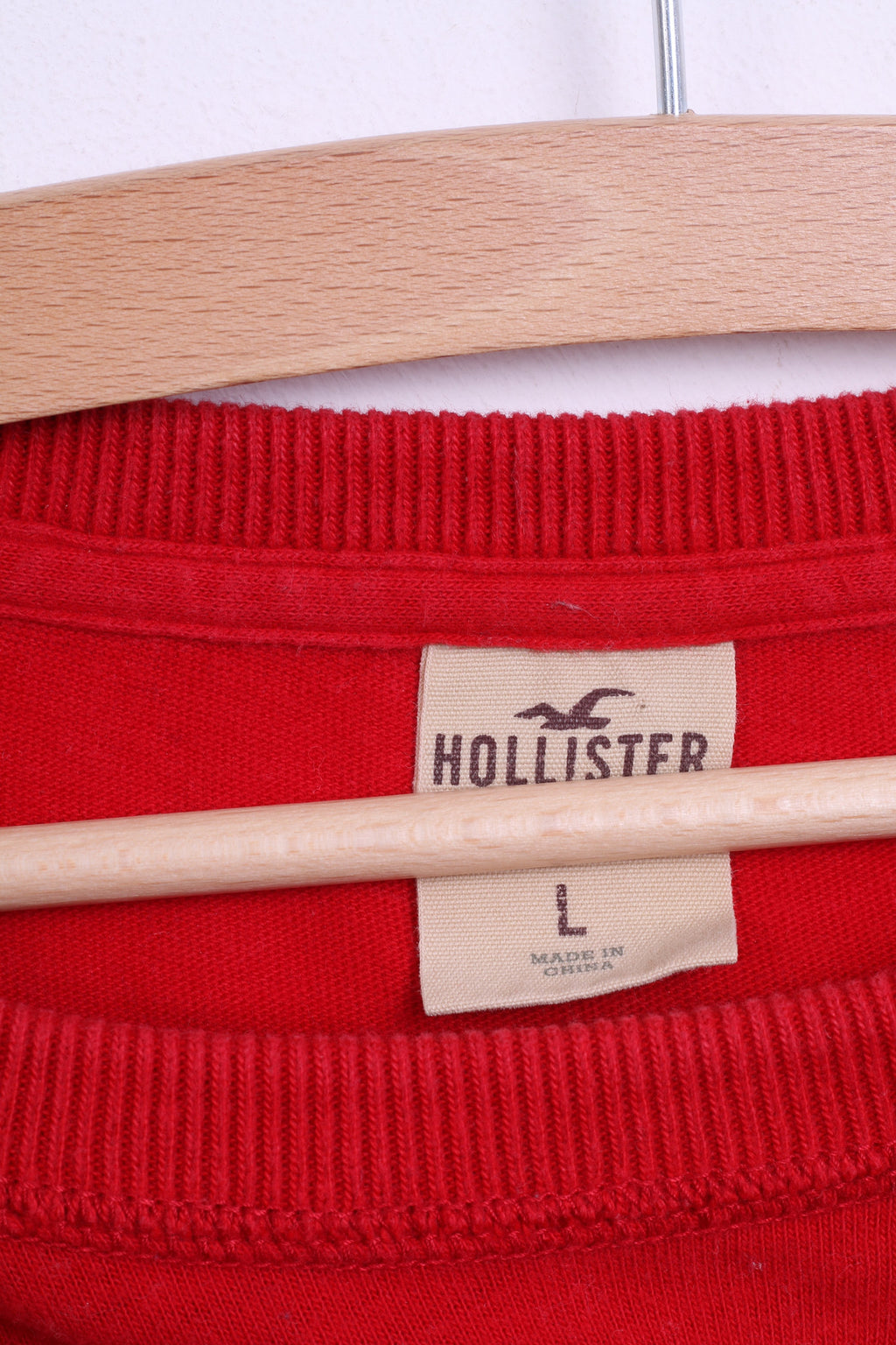 Hollister California Mens L Shirt Crew Neck Red Long Sleeve Cotton HCO 1992 - RetrospectClothes