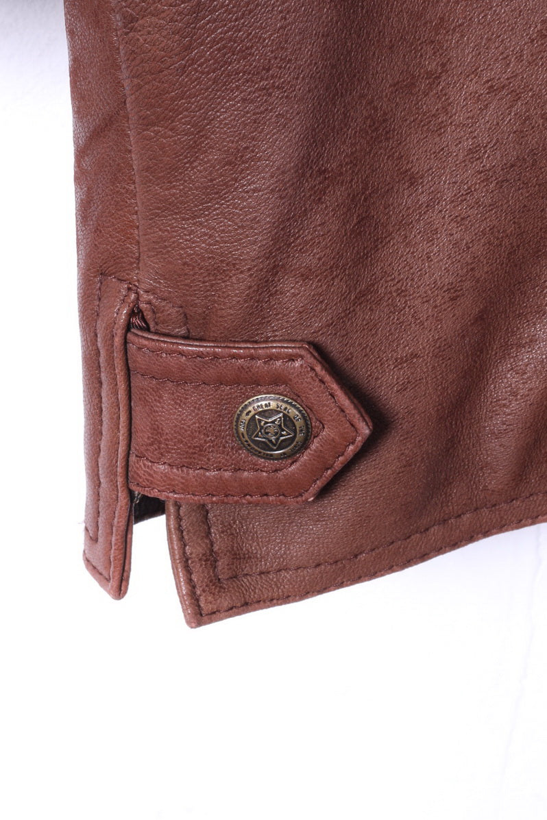 Maxin norvège femmes 34 M veste marron cuir surdimensionné Polarpels simple boutonnage Blazer