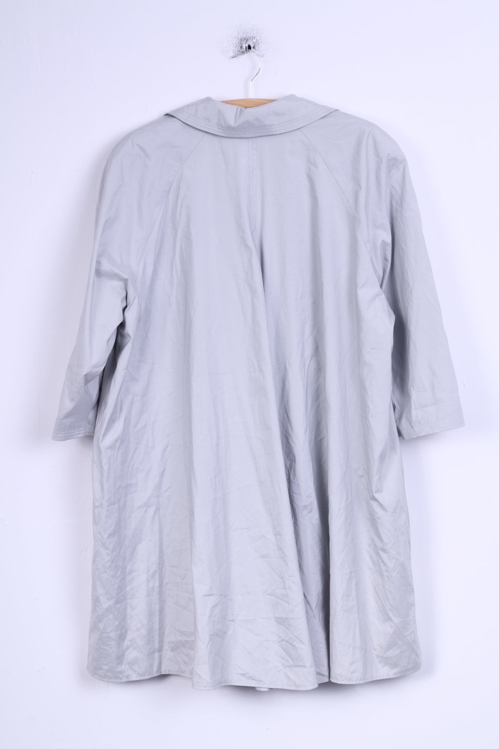 Womens 42 Coat Grey Lightweight Casual Double Breasted Top Shoulder Pads