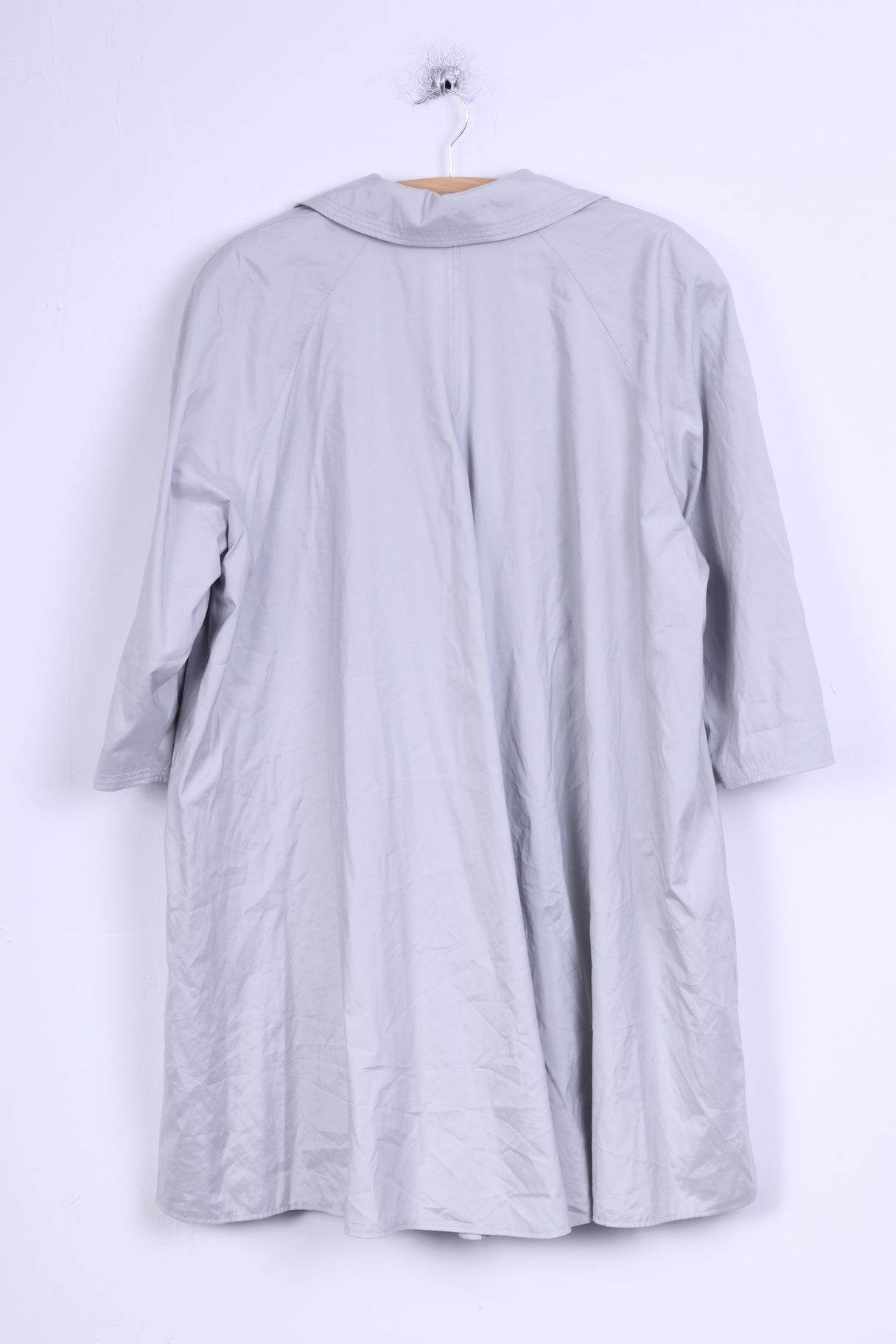 Womens 42 Coat Grey Lightweight Casual Double Breasted Top Shoulder Pads