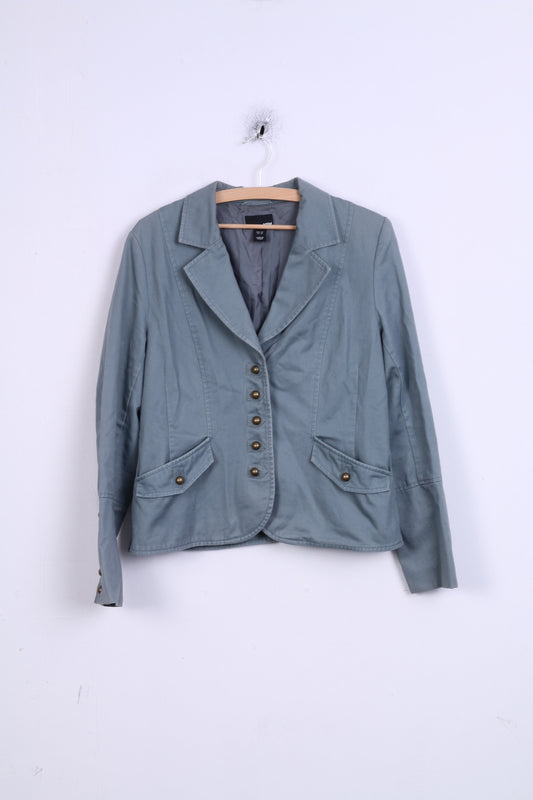 H&M Womens 42 XL Blazer Single Breasted Turquoise Cotton