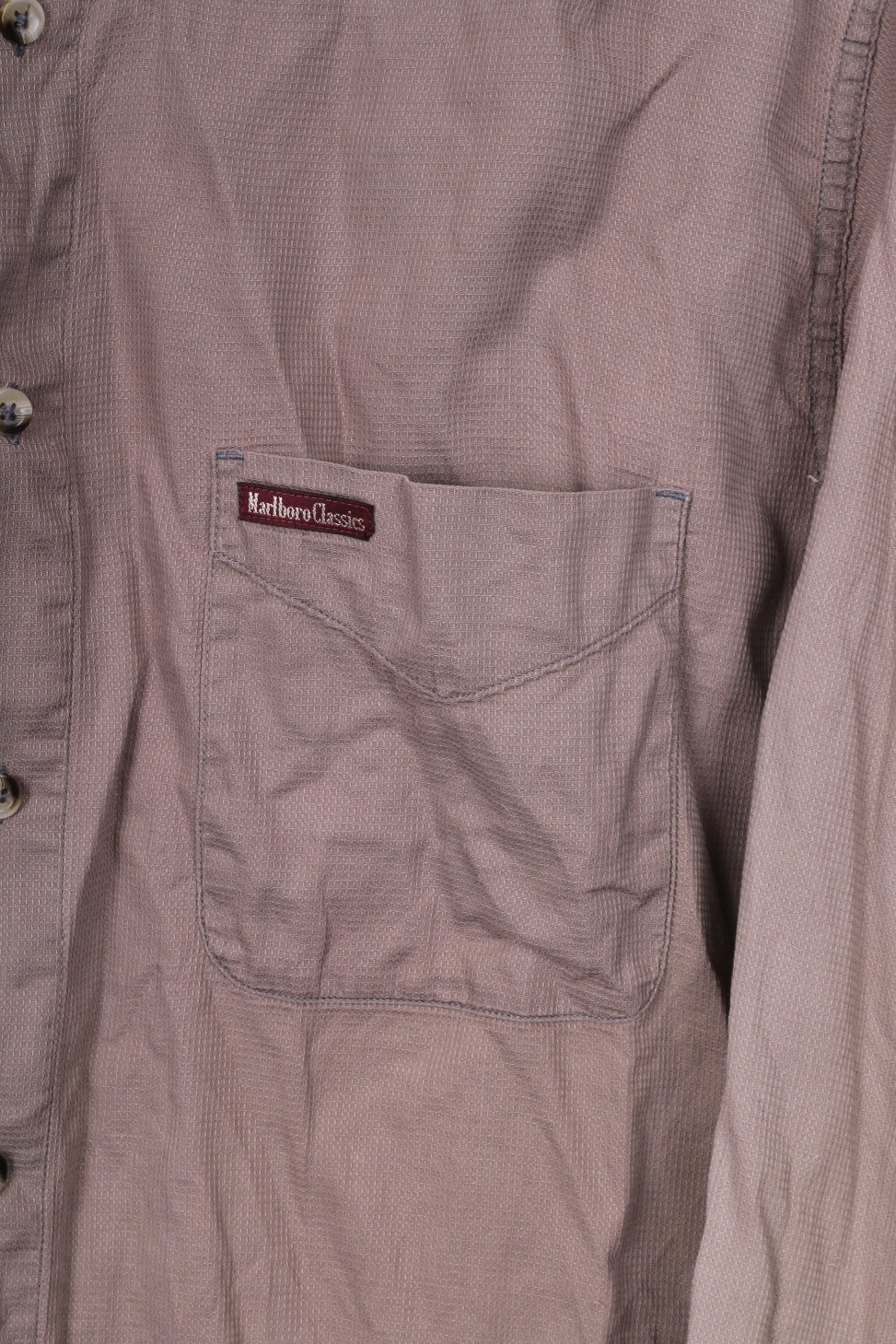 Marlboro Classsics Camicia casual da uomo L in cotone marrone chiaro con colletto button down 