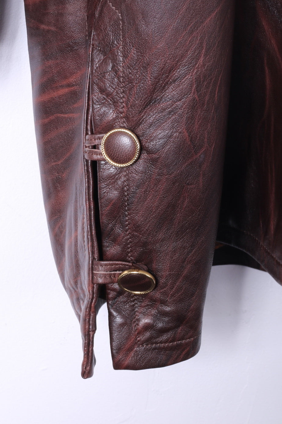 Leather Stil Confezioni Womens L Jacket Brown Leather Vintage Shoulder Pads Italy