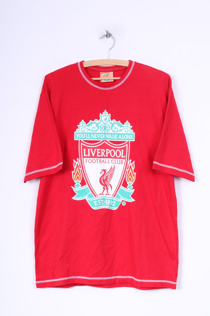 New Liverpool Football Club Mens M T-Shirt Graphic Red Cotton Crew Neck Sportswear Summer Top