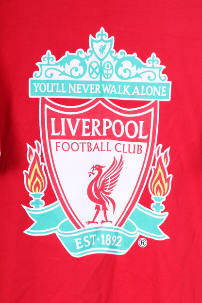 New Liverpool Football Club Mens M T-Shirt Graphic Red Cotton Crew Neck Sportswear Summer Top