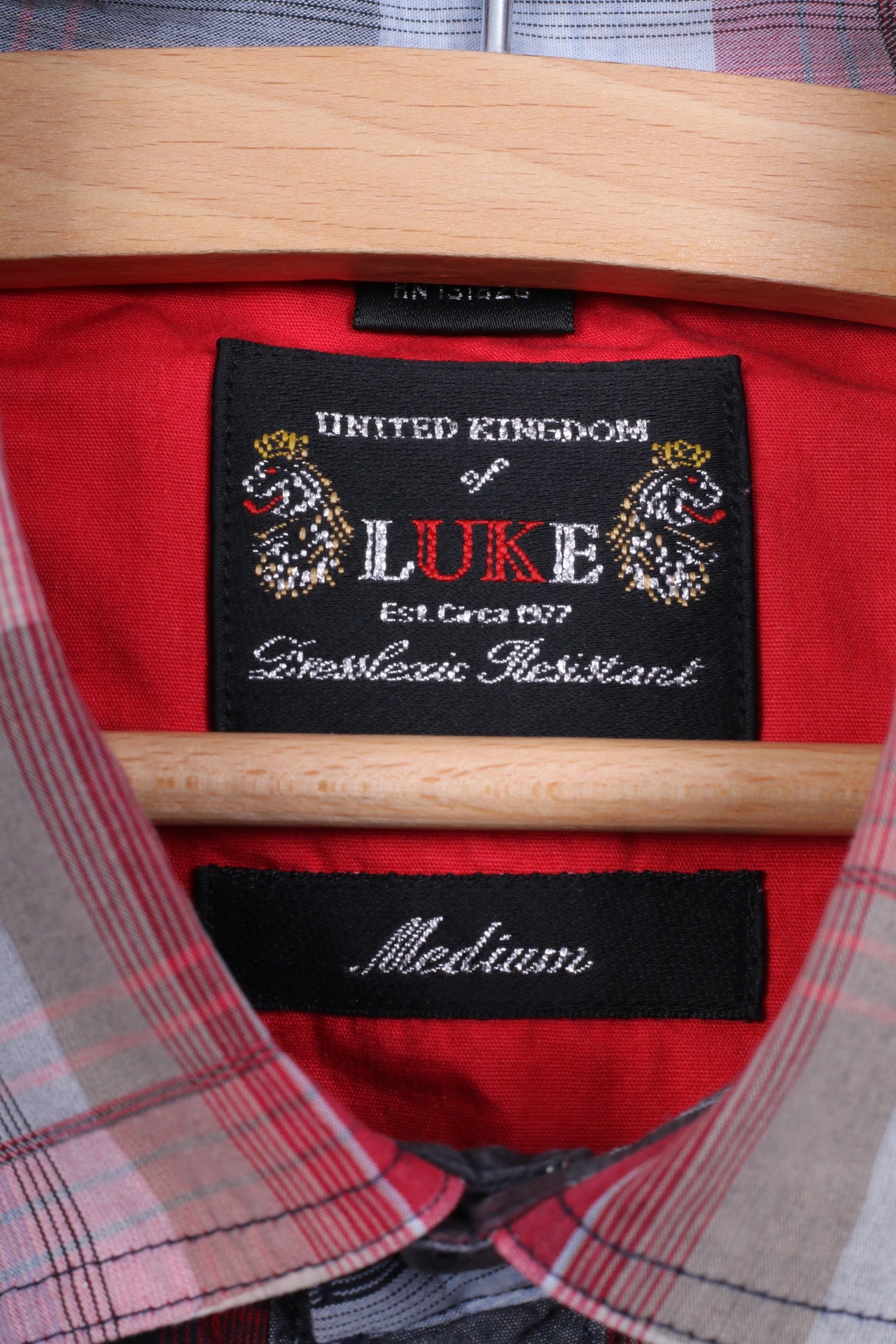Luke Men M (S) Chemise décontractée à carreaux rouges à manches longues en coton 