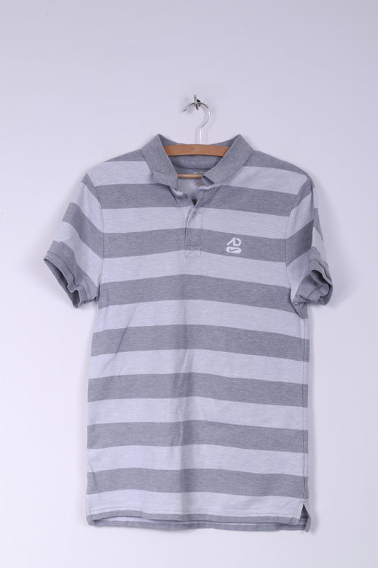 Nike Mens M Polo Shirt Grey Short Sleeve Striped Cotton
