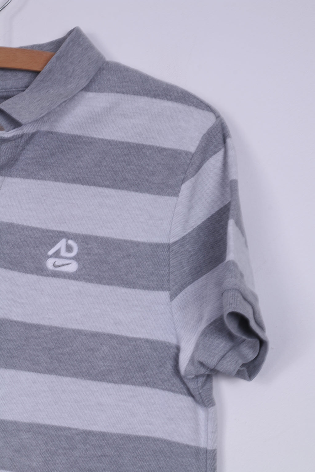 Polo Nike M da uomo in cotone grigio a righe a maniche corte