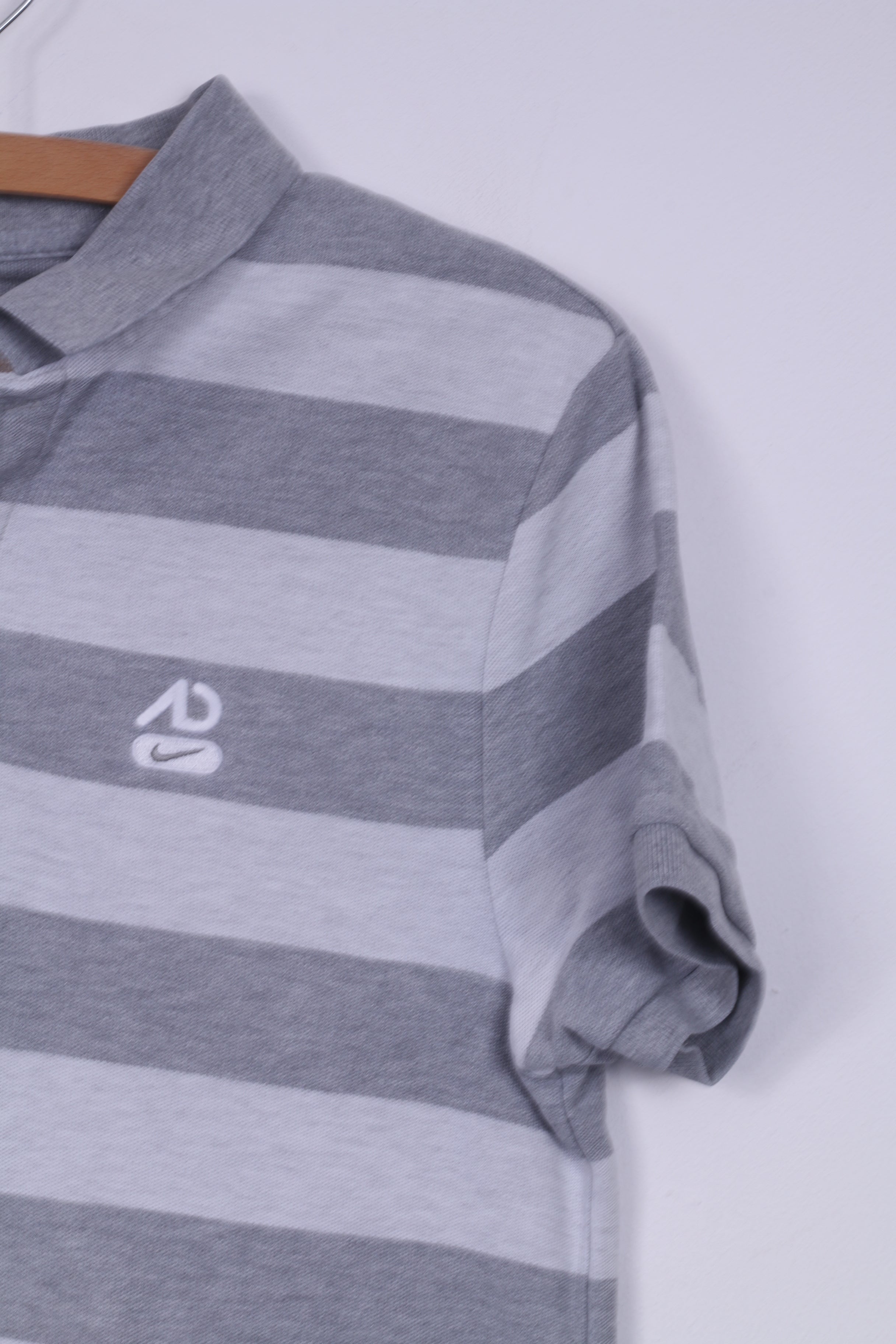 Polo Nike M da uomo in cotone grigio a righe a maniche corte