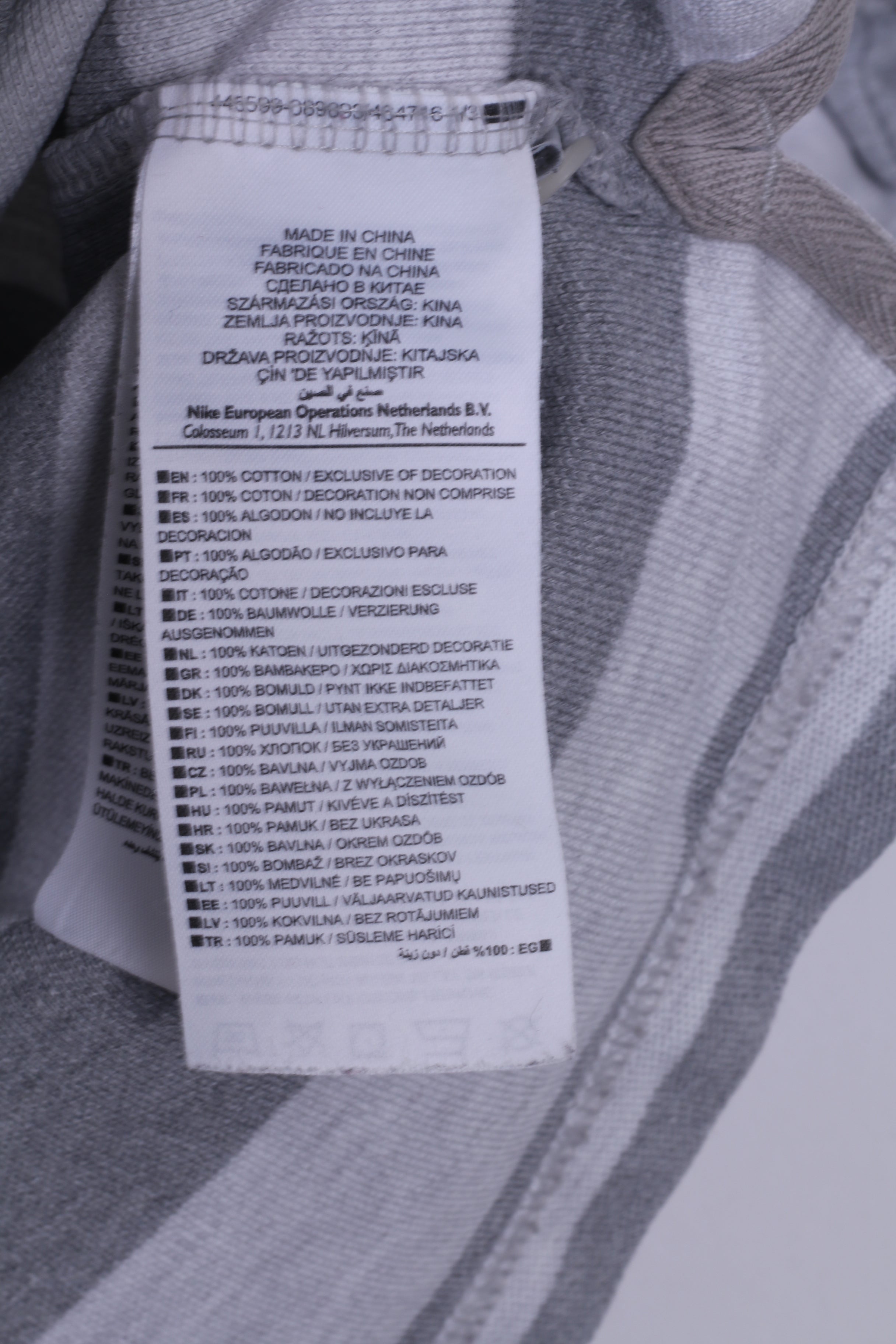 Polo Nike M da uomo in cotone grigio a righe a maniche corte