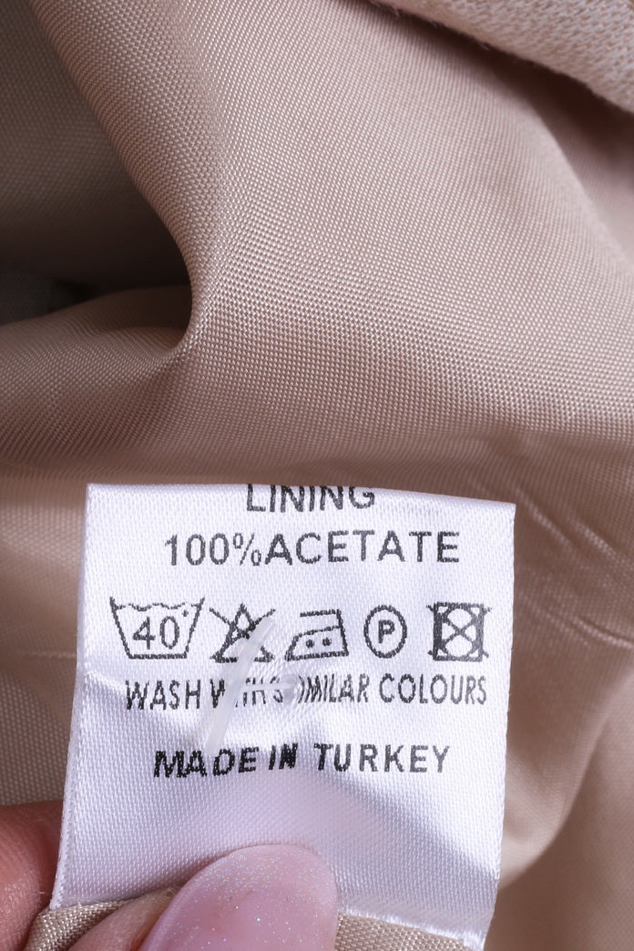 Giacca da donna M di Betty Jackson Studio Blazer con bottoni grandi a righe in lino beige