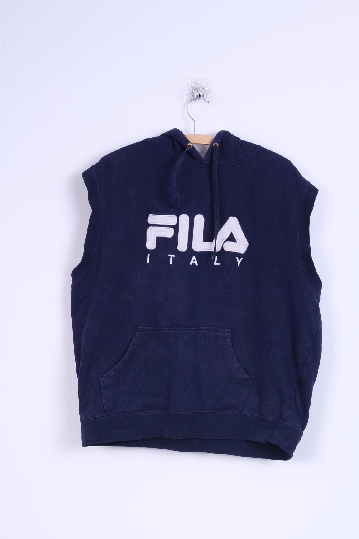 FILA Italy Mens XL Vest Blouse Navy Cotton Hoodie Top
