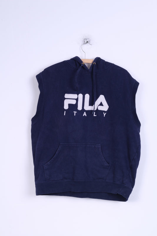 FILA Italy Pull à capuche XL pour homme en coton bleu marine
