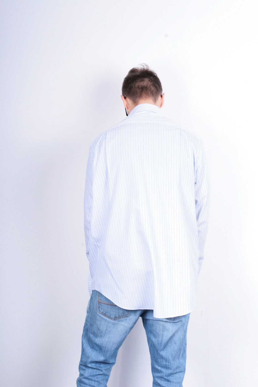 Charles Tyrwhitt Mens 17/43 XL Formal Shirt Striped Blue Jermyn Street London - RetrospectClothes