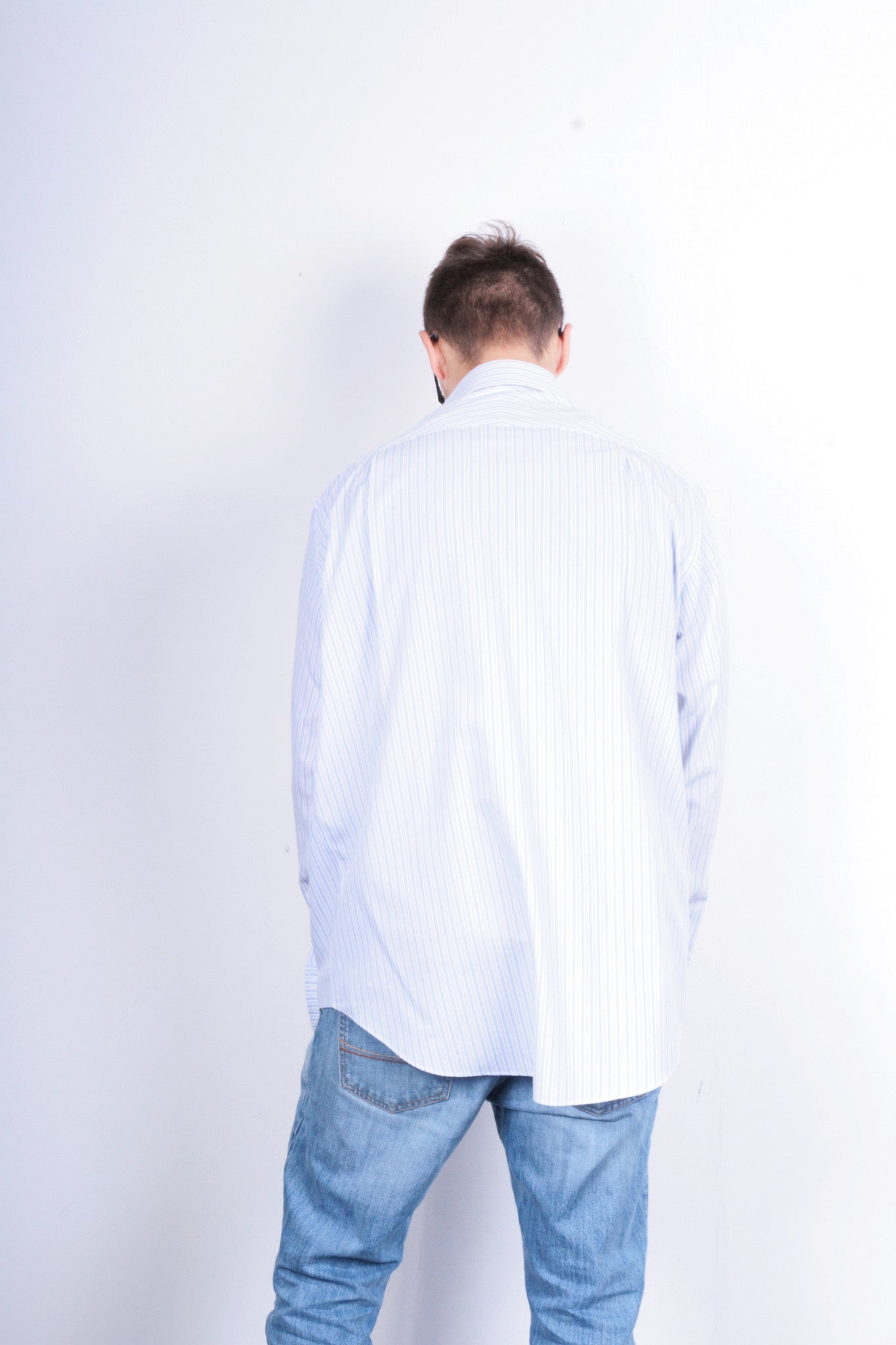 Charles Tyrwhitt Mens 17/43 XL Formal Shirt Striped Blue Jermyn Street London - RetrospectClothes