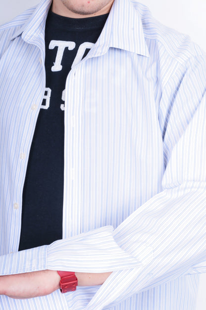 Charles Tyrwhitt Mens 17/43 XL Formal Shirt Striped Blue Jermyn Street London - RetrospectClothes