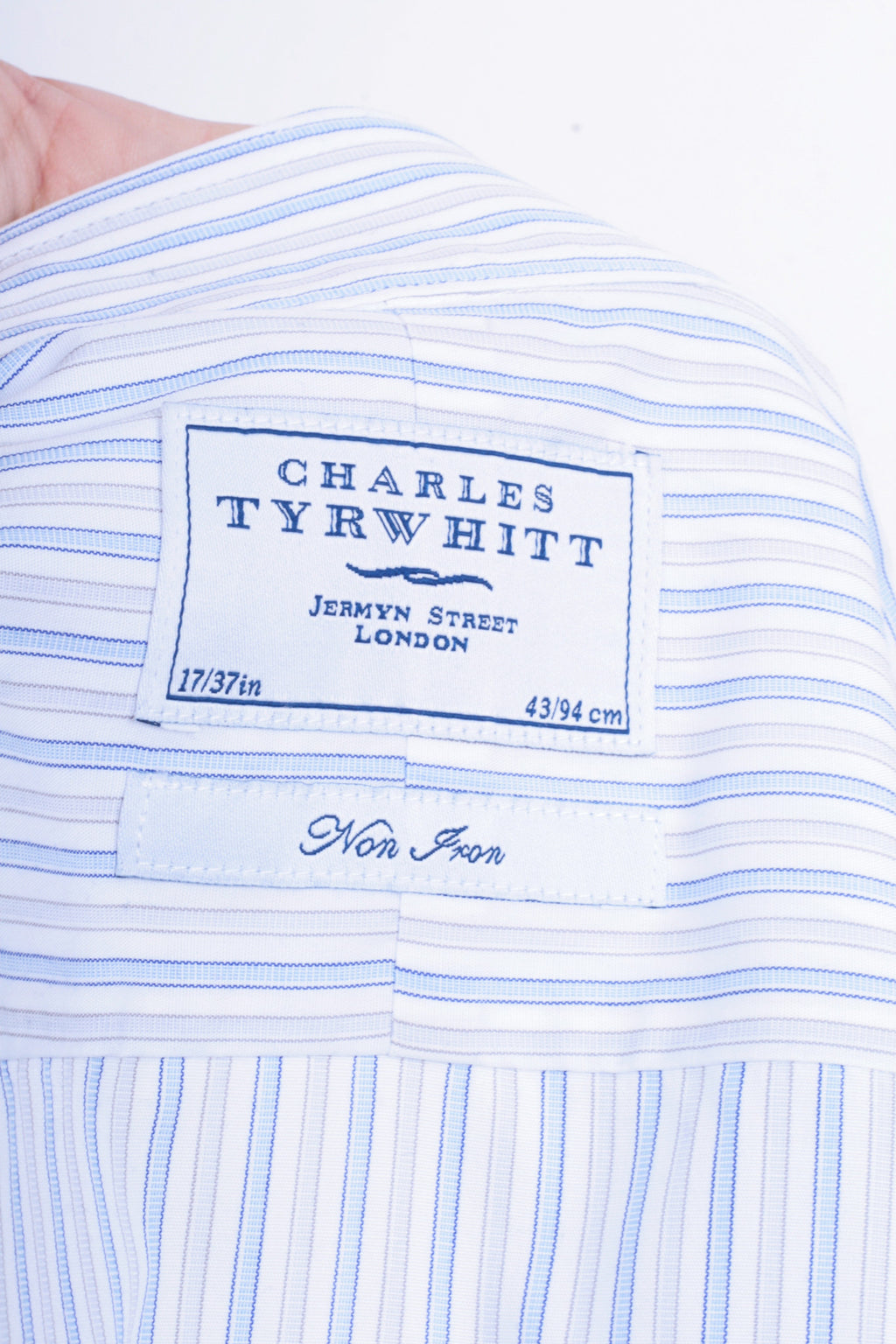 Charles Tyrwhitt Mens 17/43 XL Formal Shirt Striped Blue Jermyn Street London - RetrospectClothes