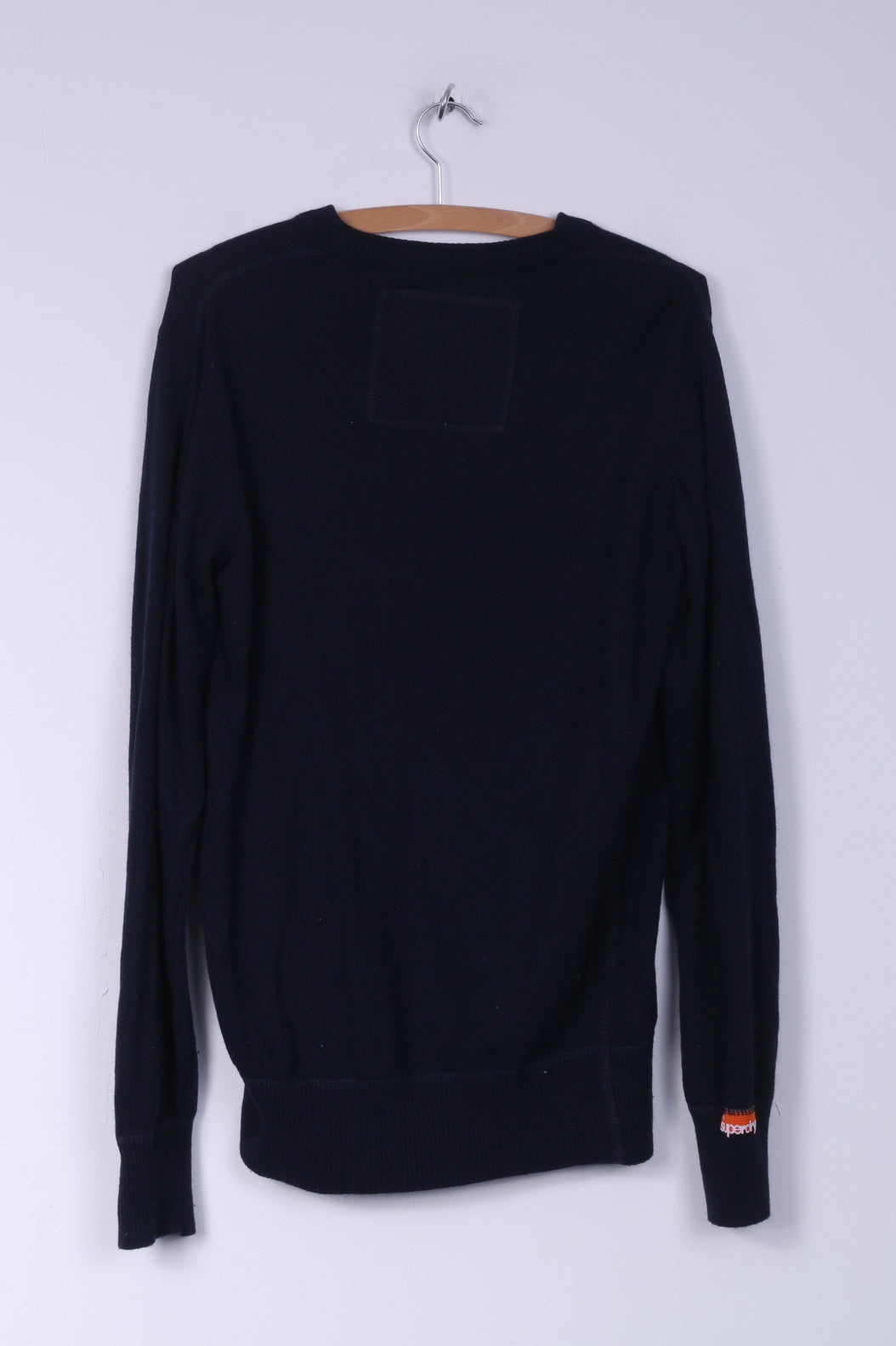 Superdry Mens L Jumper Sweater V Neck Navy AW2010
